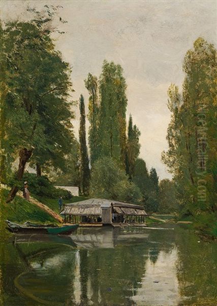 View Of The Prater (fischerhaufen) Oil Painting by Emil Jacob Schindler