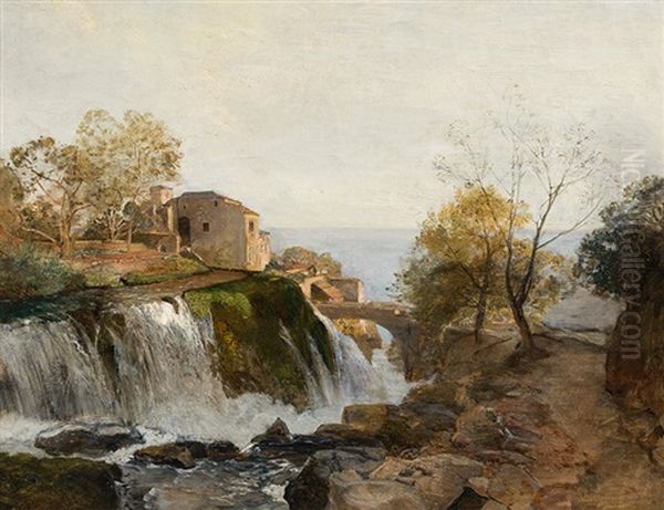 Mill In The Vale Di Breno Near Ragusa Oil Painting by Emil Jacob Schindler