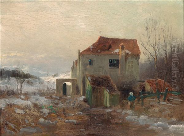 Mill Near Rodaun Oil Painting by Emil Jacob Schindler