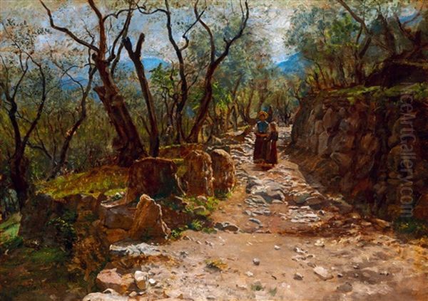 Rocky Path Oil Painting by Emil Jacob Schindler