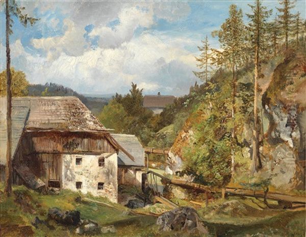 Die Waldmuhle Oil Painting by Emil Jacob Schindler