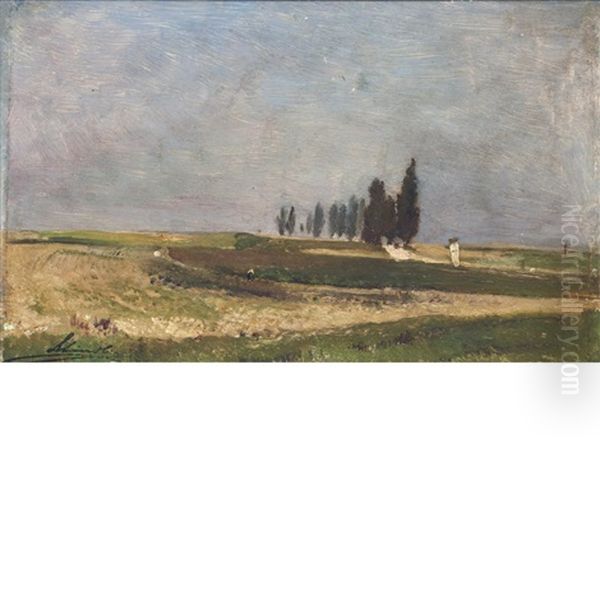 Country Road Oil Painting by Emil Jacob Schindler