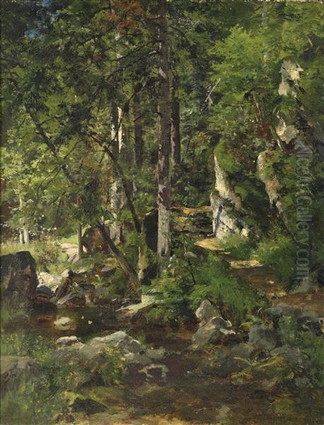 Waldweg Oil Painting by Emil Jacob Schindler