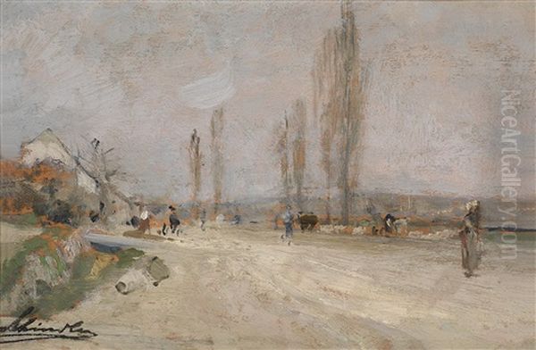 Strase Bei Lundenburg Oil Painting by Emil Jacob Schindler