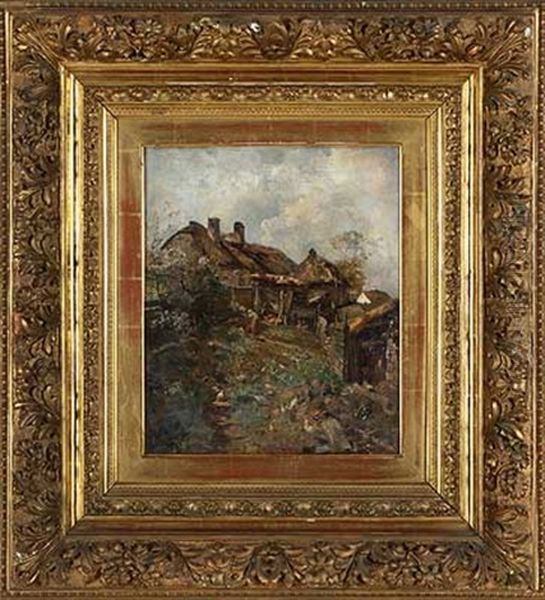 Hinterhof Mit Bauerin Und Federvieh Oil Painting by Emil Jacob Schindler