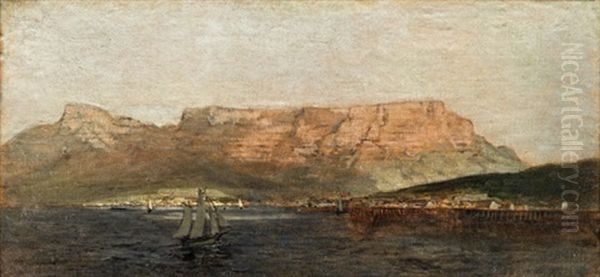 Der Tafelberg Bei Kapstadt (skizze Zu Einem Gemalde Im Naturhistiorischen Museum) (sketch) Oil Painting by Emil Jacob Schindler