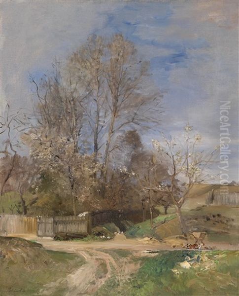 Fruhlingslandschaft Aus Plankenberg (study) Oil Painting by Emil Jacob Schindler