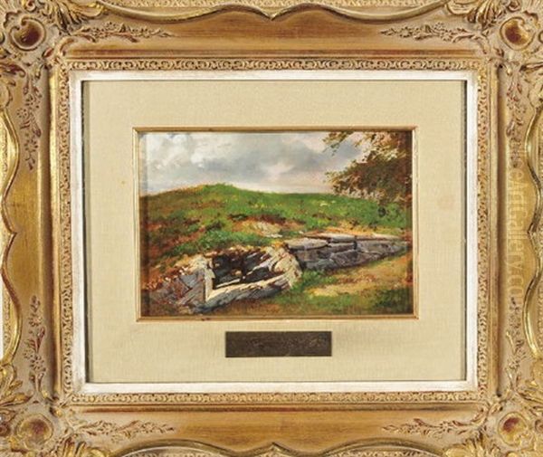 Alte Steinmauer Am Wiesenrand Oil Painting by Emil Jacob Schindler