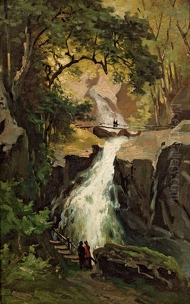 Wasserfall Oil Painting by Emil Jacob Schindler