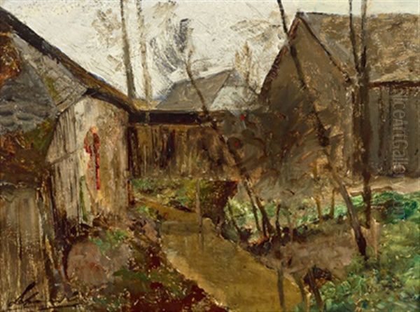 Bauernhauser In Neulengbach Oil Painting by Emil Jacob Schindler