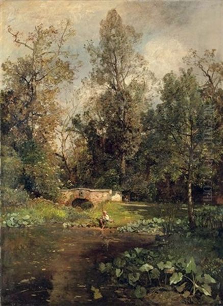 Landschaft Bei Hacking - Landscape At Hacking Oil Painting by Emil Jacob Schindler