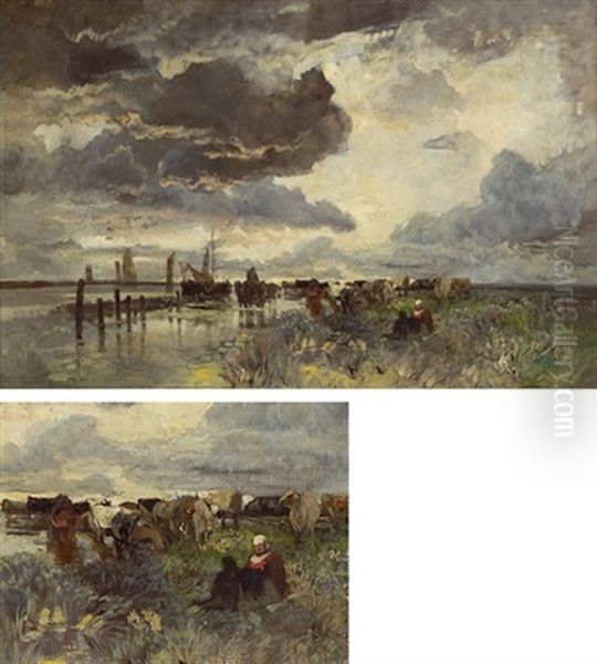 An Der Schelde Oil Painting by Emil Jacob Schindler