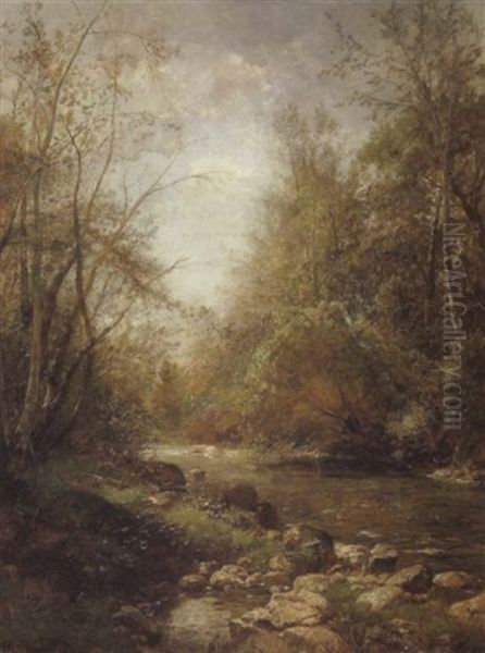 Altwasser An Der Traun Bei Goisern Oil Painting by Emil Jacob Schindler