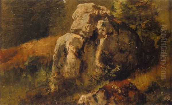 Felsen In Wiesenlandschaft Oil Painting by Emil Jacob Schindler