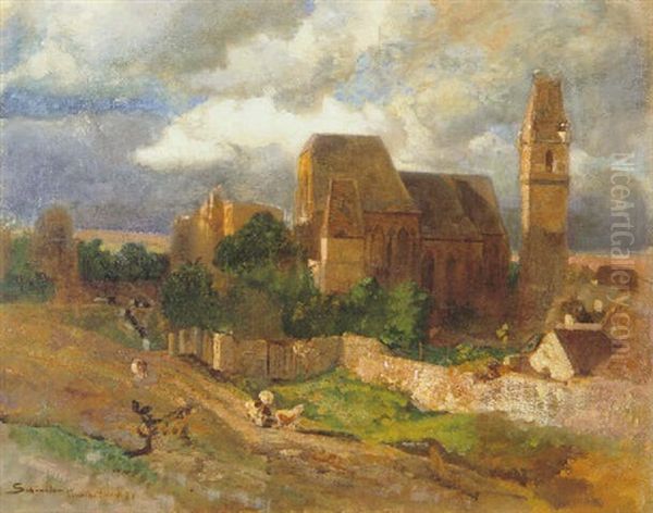 Perchtoldsdorf Oil Painting by Emil Jacob Schindler