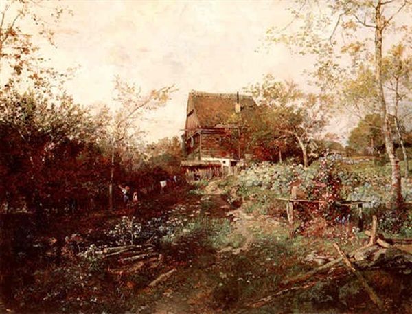 Bauernhof Bei Haslau Oil Painting by Emil Jacob Schindler