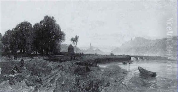 Bord De Fleuve Oil Painting by Emil Jacob Schindler