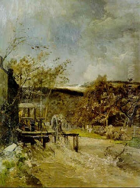 The Watermill Oil Painting by Emil Jacob Schindler