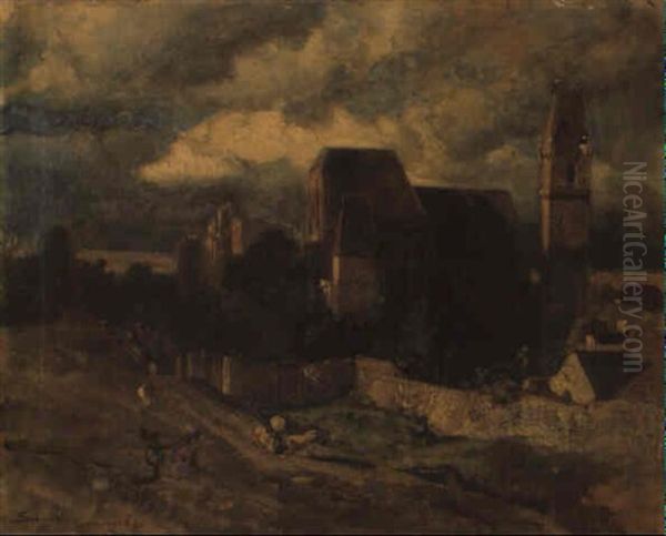 Perchtoldsdorf Oil Painting by Emil Jacob Schindler