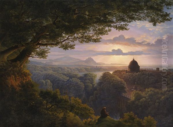 Landschaft Mit Pilger Oil Painting by Karl Friedrich Schinkel