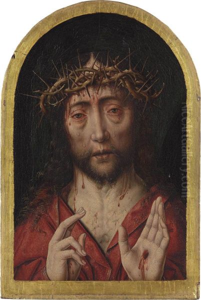 Christ As The Man Of Sorrows Oil Painting by Albrecht Bouts