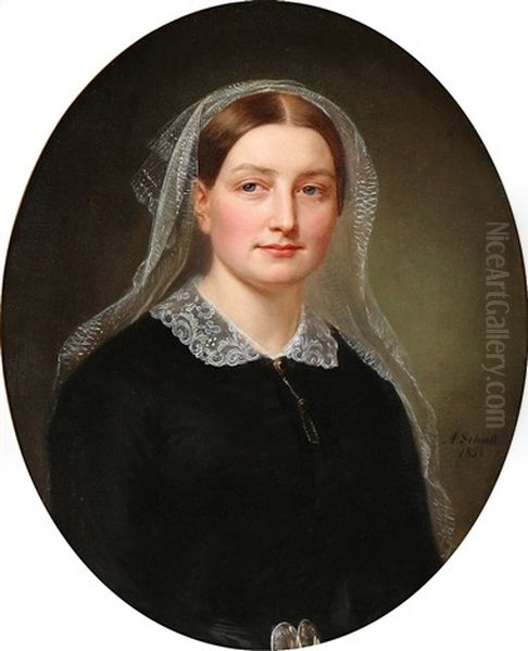 Portrait Of A Lady Oil Painting by August Heinrich Georg Schiott