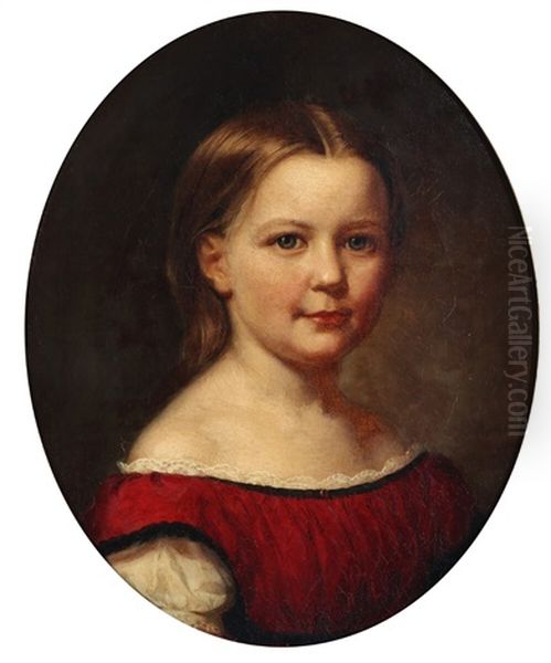 A Portrait Of The Painter's Daughter Elisabeth Schiott Oil Painting by August Heinrich Georg Schiott