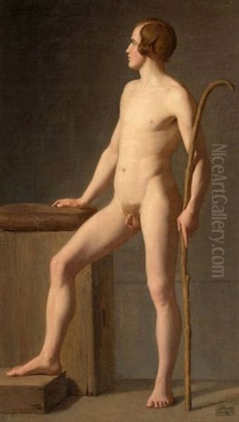 Academie De Jeune Homme Debout, Carl Frorup Oil Painting by August Heinrich Georg Schiott