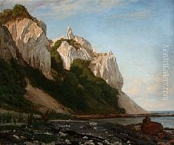 View From Mons Klint, Denmark Oil Painting by August Heinrich Georg Schiott