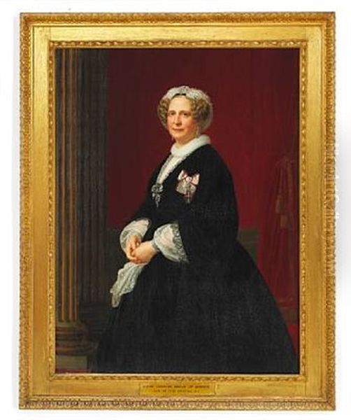 Portrait Of Queen Caroline Amalie (1796-1881) Oil Painting by August Heinrich Georg Schiott