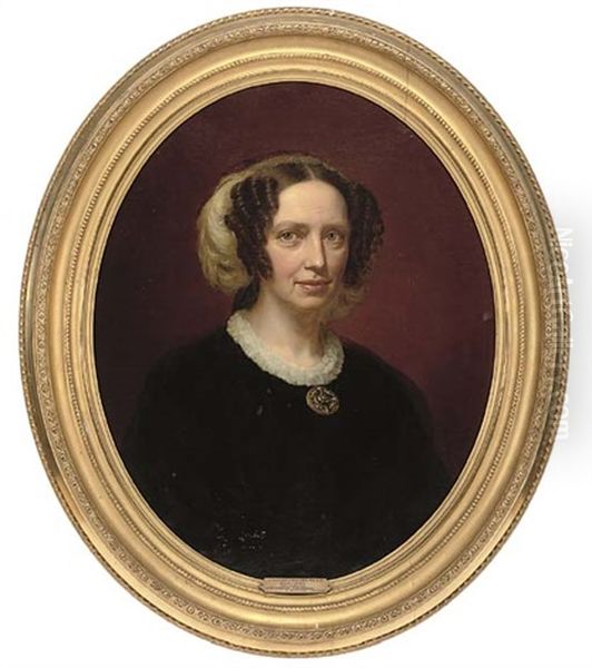 Portrait Of Princess Louise-charlotte Von Hesse-cassel Oil Painting by August Heinrich Georg Schiott