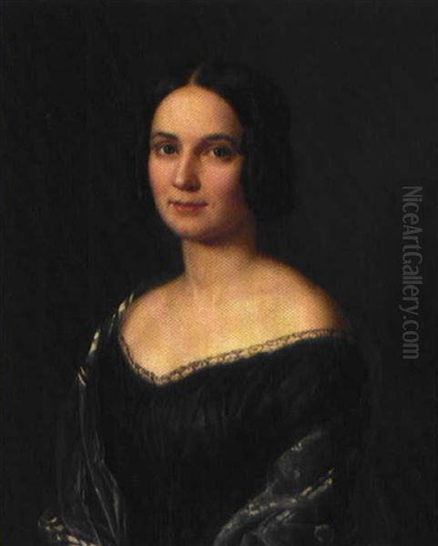 Kunstnerens Forlovede Froken Oline Mathilde Lund Oil Painting by August Heinrich Georg Schiott