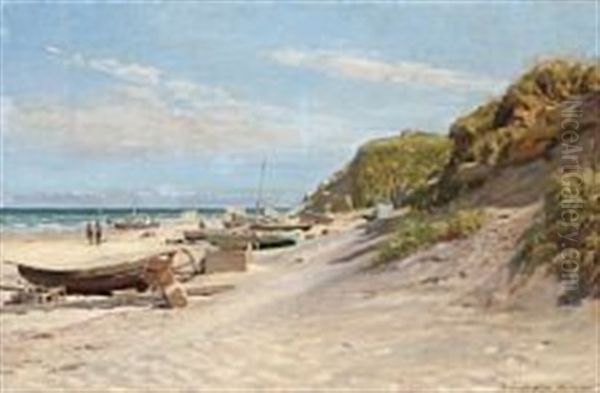 Strandparti Fra Lonstrup Oil Painting by Niels Frederik Schiottz-Jensen