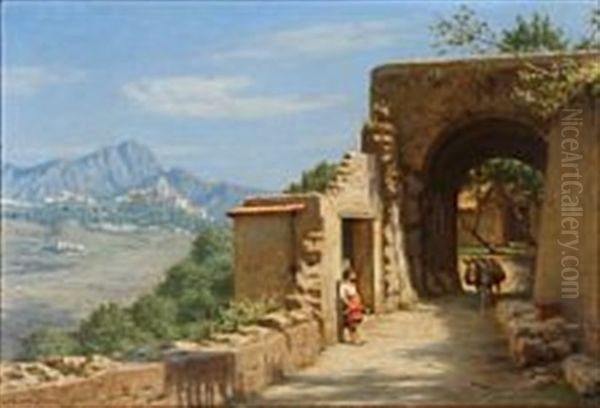 Landscape From Ravello Oil Painting by Niels Frederik Schiottz-Jensen