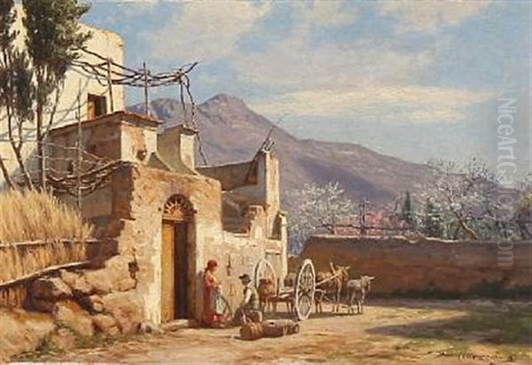 Fra Capri Oil Painting by Niels Frederik Schiottz-Jensen