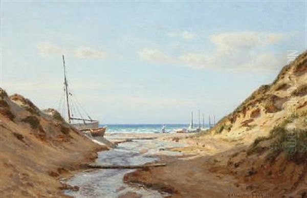 View From The North Jutlandic Coast At Lonstrup Oil Painting by Niels Frederik Schiottz-Jensen