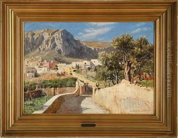 Sunny Day On Capri, Italy Oil Painting by Niels Frederik Schiottz-Jensen