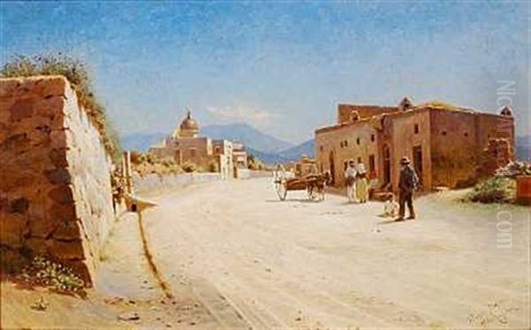 Sommerdag Ved Pompei Oil Painting by Niels Frederik Schiottz-Jensen