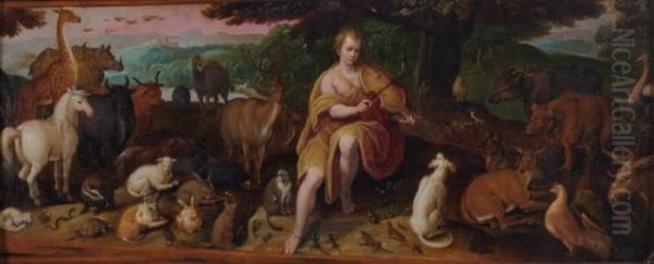 Orphee Charmant Les Animaux Oil Painting by Frederick I Bouttats