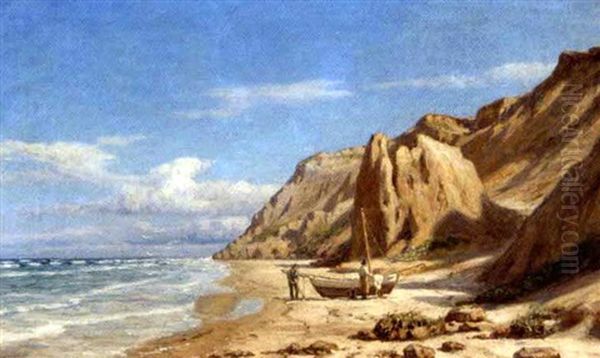 Parti Fra Lonstrup Strand Oil Painting by Niels Frederik Schiottz-Jensen