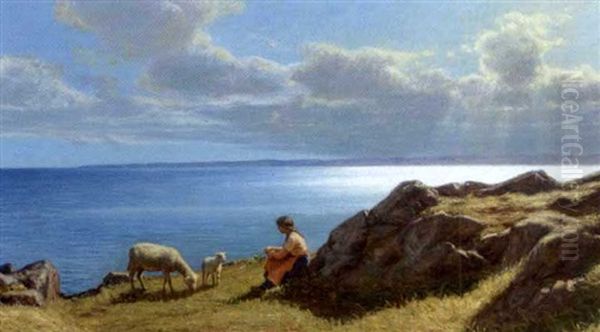 Sol Paa Havet. Bornholm Oil Painting by Niels Frederik Schiottz-Jensen