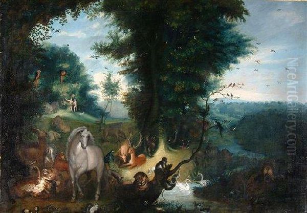 N The Garden Of Eden Oil Painting by Frederick I Bouttats