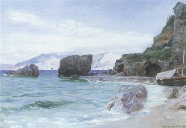 Strandparti, Motiv Fra Capri Oil Painting by Niels Frederik Schiottz-Jensen