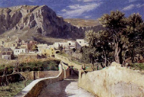 Parti Fra Capri Med Den Stejle Vej Op Til Kejser Tiberius' Villa by Niels Frederik Schiottz-Jensen