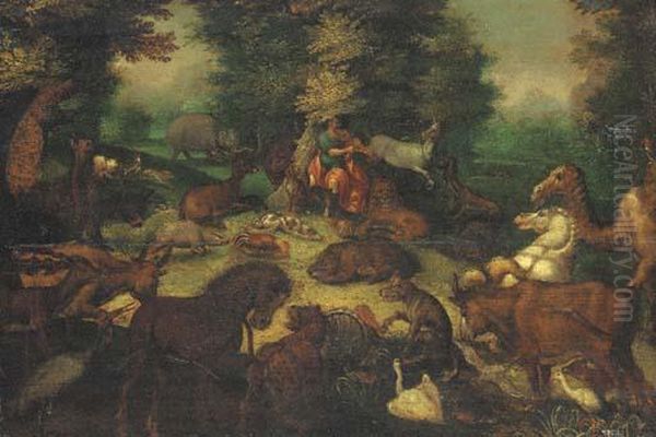 Orpheus Charming The Animals Oil Painting by Frederick Ii Bouttats