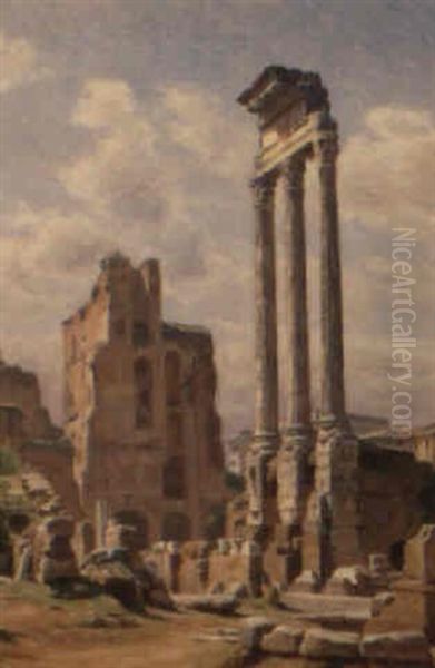 Parti Fra Forum Romanum Oil Painting by Niels Frederik Schiottz-Jensen