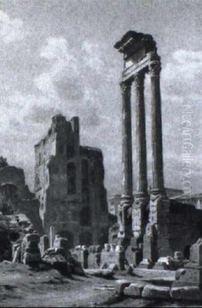 Parti Fra Forum Romanum Oil Painting by Niels Frederik Schiottz-Jensen