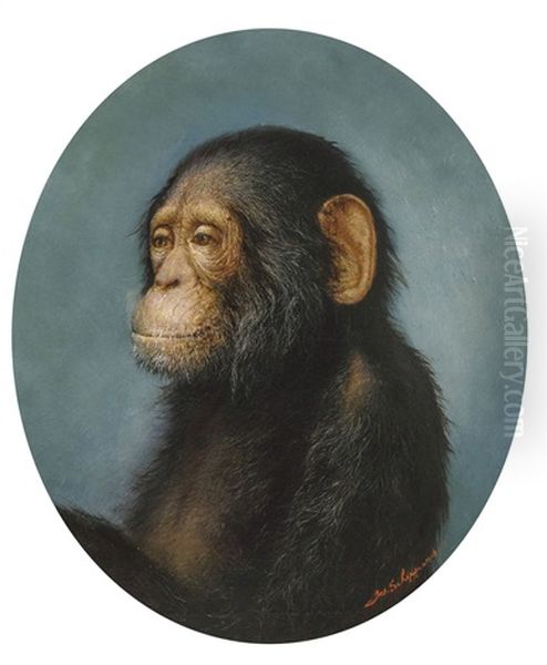 Chimpanzee Oil Painting by Joseph Schippers