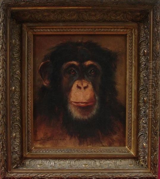 Chimpanzee Oil Painting by Joseph Schippers