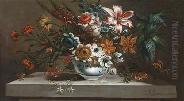 Floral Still Life With Daffodils Oil Painting by Johann Baptiste Bouttats